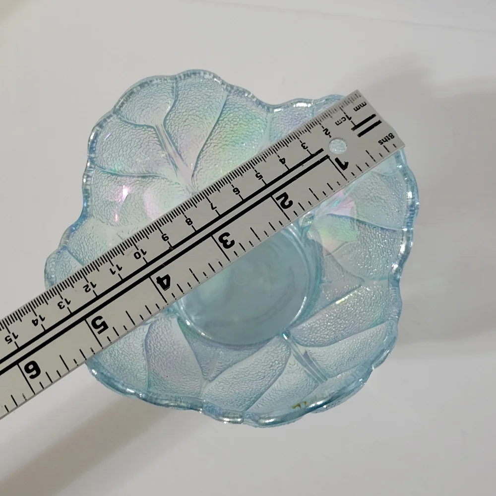 L.E.Smith Irredescent Cabbage Leaf Candle Holder Or Candy Dish
